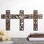 Yookeer 3 Stück Holzkreuz Wanddekoration Kreuz zum Aufhängen, handgefertigt, antike, religiöse, braune Holzdekoration, handgeschnitzte Wanddekoration für Wohnzimmer, Kinderzimmer, Hochzeit