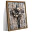 Christliche Wandkunst, mit Holzrahmen, Vintage-Kreuz, weißer Rosenkranz, Leinwand, Gemälde, Poster, Wanddekoration, Retro, religiöse Musiknote, Kirchendekoration, geeignet für Arbeitszimmer
