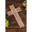 NIRMAN Religiöses katholisches Kreuz aus Mangoholz, Wandbehang, Blumenschnitzereien, Wohnzimmer, Heimdekoration für Eingangsbereich, Büro, Wohnzimmer (25,4 x 15,2 x 1,9 cm)