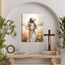 Jesus Leinwand-Kunstdruck, christliches Wanddekor, Poster, Gemälde von Jesus, der das Lamm trägt, inspirierende, religiöse Dekoration für Wohnzimmer, Kirche oder Gebetsraum, 40,6 x 61 cm, gerahmt