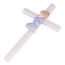 Roman Wandkreuz aus Porzellan, handbemalt, glasiert, 19 cm, Blau