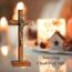 KUXBET Katholisches Kruzifix-Kreuz, 27,2 cm, Holz, Jesus Christus, Wandkreuz, Ständer, zum Aufhängen oder Tischplatte mit Ständer, für Heimdekoration (27,2 cm L x 12,7 cm B)