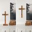 KUXBET Katholisches Kruzifix-Kreuz, 27,2 cm, Holz, Jesus Christus, Wandkreuz, Ständer, zum Aufhängen oder Tischplatte mit Ständer, für Heimdekoration (27,2 cm L x 12,7 cm B)