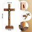 KUXBET Katholisches Kruzifix-Kreuz, 27,2 cm, Holz, Jesus Christus, Wandkreuz, Ständer, zum Aufhängen oder Tischplatte mit Ständer, für Heimdekoration (27,2 cm L x 12,7 cm B)
