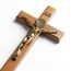 KUXBET Katholisches Kruzifix-Kreuz, 27,2 cm, Holz, Jesus Christus, Wandkreuz, Ständer, zum Aufhängen oder Tischplatte mit Ständer, für Heimdekoration (27,2 cm L x 12,7 cm B)