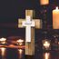 OKSQW Holzkreuz (gesegnete Holzfarbe) - Wandkreuz - Wanddekoration - Wohnzimmer
