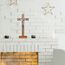 KUXBET Kruzifix Wandkreuz 25,4 cm katholisches Holz Jesus Christus Wandbehang Kreuz für Heimdekoration – Antik Gold