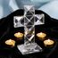 QFkris Traditionelles stehendes Kristallkreuz, transparent, 12,7 cm hoch, Glasfigur, christliche Dekoration für Mutter, Damen, Mann