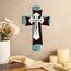 Christliches Wandkreuz dekoratives HolzWandkreuz zum Aufhängen, rustikal, mehrlagig, verwitterte Holzoptik, spirituelle Kunstskulptur, Bauernhaus, spirituelle Kunst für Zuhause, religiös, drinnen