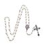 Katholische Rosenkranz-Perlenkette mit weißen Perlen, lange Halskette, Glas-Rosenkranzperlen, Kreuz und Medaille Anhänger, Unisex