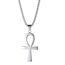 Flongo Frauen Kreuz Kette Männer Anhänger Rosenkranz ägyptisch Ankh Kreuz Halskette Silber Jahrgang Damen Herren-Accessoires