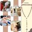 HICARER Holz Rosenkranz Schmuck Taufe Kugelkette Gebetskette Katholisch Hölzerne Kette Holz Kruzifix Medaille für Herren Damen Christliche