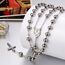 JewelryWe Schmuck Herren Edelstahl Halskette, Rosenkranz Jesus Christus Kruzifix Kreuz Kugelkette Kette, Silber 95cm, mit Geschenk Tüte