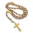 Nazareth Store Katholische Rosa Kristall Perlen Gold Rosenkranz Blumen Perlen Halskette Holy Mary Herz Medaillon Medaille & Kreuz Religiöses Amulett für Frauen