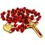 Nazareth Store Rote Korallenperlen Rosenkranz Halskette Katholischer Heiliger Benedikt Rosenkranz Herz Medaillon Medaille & Kreuz Religiöses Amulett für Frauen und Männer - Samttasche