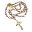 Nazareth Store Katholische Rosa Kristall Perlen Gold Rosenkranz Blumen Perlen Halskette Holy Mary Herz Medaillon Medaille & Kreuz Religiöses Amulett für Frauen
