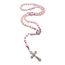 Nazareth Store Pink Pearl Perlen Rosenkranz katholische Halskette mit wundersamen Medaille Kreuz Kruzifix silberfarbenen Rosenkranz in Samt Tasche