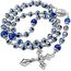 Nazareth Store Rosenkranz aus tiefblauen Kristallperlen, blaue Achat-Glory-Stein-Perlen-Halskette, wundersame Medaille und Kreuz, Kruzifix, Sammlung religiöser Rosenkränze