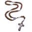 Jiali Q 2 Stück Halskette mit Rosenkranz aus Holz, handgefertigt, Kreuz, religiöser Schmuck
