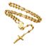 FaithHeart Rosenkranz Kette Gold Kreuzkette für Auto Rosenkranzkette Damen Herren Heiliger Christophorus Halskette Edelstahlkette Orthodoxes Kreuz Rosary Necklace Religiöse Schmuck