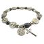 Silbernes Rosenkranz-Armband, St. Benedikt-Medaille, Hämatit, 19 cm (7 1/2 Zoll)