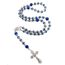 Nazareth Store Rosenkranz aus tiefblauen Kristallperlen, blaue Achat-Glory-Stein-Perlen-Halskette, wundersame Medaille und Kreuz, Kruzifix, Sammlung religiöser Rosenkränze