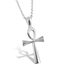 Flongo Herren-Kette Männer Anhänger Damen Halskette, Edelstahl Halskette mit Egyptian Ägyptisches Zeichen Anch o. Ankh Kreuz Kruzifix Anhänger Silber Gold 2 Stück