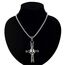 Flongo Frauen Kreuz Kette Männer Anhänger Rosenkranz ägyptisch Ankh Kreuz Halskette Silber Totenkopf Schädel Biker Herren-Accessoires
