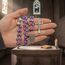 Nazareth Store Lila Perlenrosenkranzkette mit weißen Vaterunser Perlen, Lourdes-Medaille und Kreuz-Kruzifix