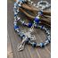 Nazareth Store Rosenkranz aus tiefblauen Kristallperlen, blaue Achat-Glory-Stein-Perlen-Halskette, wundersame Medaille und Kreuz, Kruzifix, Sammlung religiöser Rosenkränze