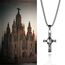 Flongo Frauen Kreuz Kette Männer Anhänger Rosenkranz ägyptisch Ankh Kreuz Halskette Silber Totenkopf Schädel Biker Herren-Accessoires