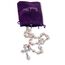 Nazareth Store Blaue Perlen, Rosenkranz, weiße Blumen, Perlenkette, Lourdes-Medaille und Kreuz-Kruzifix (Rosa)
