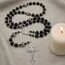 Nazareth Store Herren-Rosenkranz-Halskette aus schwarzem Hämatit, 10 mm, mit Metallperlen "Our Father Beads Miraculous Medal & Our Pardon Cross", 50,80 cm, Zink, Kein Edelstein