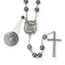Nazareth Store Hämatit-Rosenkranz, Schwarze Steinperlen Halskette, Projektion Unser Vater-Gebet, St. Michael Medaille und Kruzifix, 53,3 cm, Stein, Legierung