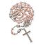 Nazareth Store Perlen-Rosenkranz, weiße Vaterunser-Perlen-Halskette, Lourdes-Medaille und Kreuz, Kruzifix, spirituelle Hingabe (Rosa)