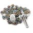 Nazareth Store Bunte Zirkonia-Kristallperlen, Rosenkranz, silberne katholische Halskette mit Wundermedaille, Kreuz, Kruzifix, mehrfarbige Rosenkränze in Samtbeutel (Silver)