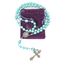 Nazareth Store Hellblaue Perlen Perlen Rosenkranz Katholische Halskette mit Wundermittel Medaille Kreuz Kruzifix Silberfarbene Rosenkränze in Samttasche