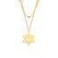 EUEAVAN Davidstern Halskette für Frauen Hexagramm Anhänger Halskette Amulett Symbo Jüdisch Israel Religiös David Schmuck Geschenk Frauen (Double Layered Kette Gold)