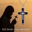 YFN Kreuz Halskette Sterling Silber Schwarz Turmalin Kreuz Anhänger Schmuck Geschenke für Damen Herren Mädchen
