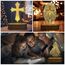 3 Muster Jesus Kreuz Nachtlicht 3D Illusion Lampe, Holz Basis Tischlampe mit weichen warmen weißen Farben für Kinder Jungen Zimmer, Geschenke für Zimmer Holiday Decor