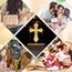 3 Muster Jesus Kreuz Nachtlicht 3D Illusion Lampe, Holz Basis Tischlampe mit weichen warmen weißen Farben für Kinder Jungen Zimmer, Geschenke für Zimmer Holiday Decor