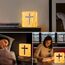 Jesus Kreuz Nachtlicht,Kreative Modellierung 3D Holzschnitzerei LED Nachtleuchte,USB-betriebener Warmweiß Licht Tischlampe Schlafzimmer Dekoration Holzlampe Beleuchtetes Geschenk Christen Religiös