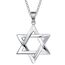 Solide 925 Sterling Silber mit Weiß Vergoldet Magen David Stern Anhänger mit Silber Kette DavidStern für Herren Jungs Kinder - Kettenlänge: 60 cm