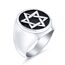 Bling Jewelry Personalisiere Große Religiöse Aussage Magen Judaic Hanukkah Davidstern Bar Mitzvah Runden Siegelring Für Männer Emaille Silber Ton Edelstahl Individuell Graviert