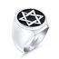 Bling Jewelry Personalisiere Große Religiöse Aussage Magen Judaic Hanukkah Davidstern Bar Mitzvah Runden Siegelring Für Männer Emaille Silber Ton Edelstahl Individuell Graviert