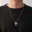kkjoy Kreuz mit Davidstern Anhänger Halskette Ohrringe Schlüsselanhänger Edelstahl Hexagramm am Kreuz Gebetsamulett Schmuck für Frauen Männer (Halskette C (Kastenkette, 60cm)-Gold)