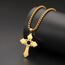 kkjoy Kreuz mit Davidstern Anhänger Halskette Ohrringe Schlüsselanhänger Edelstahl Hexagramm am Kreuz Gebetsamulett Schmuck für Frauen Männer (Halskette C (Kastenkette, 60cm)-Gold)