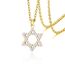 VASSAGO Davidstern Anhänger Halskette Salomon Sechsspitzer Stern Talisman Edelstahl Hexagramm jüdischer Israel Schmuck für Männer (Gold-CZ)
