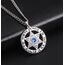 UNIFT Davidstern-Halskette für Damen, jüdische mehrlagige Halskette aus Edelstahl, hebräische Inschrift, Hexagramm, blauer Diamant, runder Anhänger, doppellagige Halskette, Schmuckgeschenke, Edelstahl