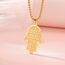 Hamsa Hand der Fatima Halskette für Frauen Hebräischer Segensanhänger Jüdischer Davidstern Halskette Israel Allah Judentum Religiöser Schmuck Islamisches Amulett für Männer (Buchstabenkette gold)